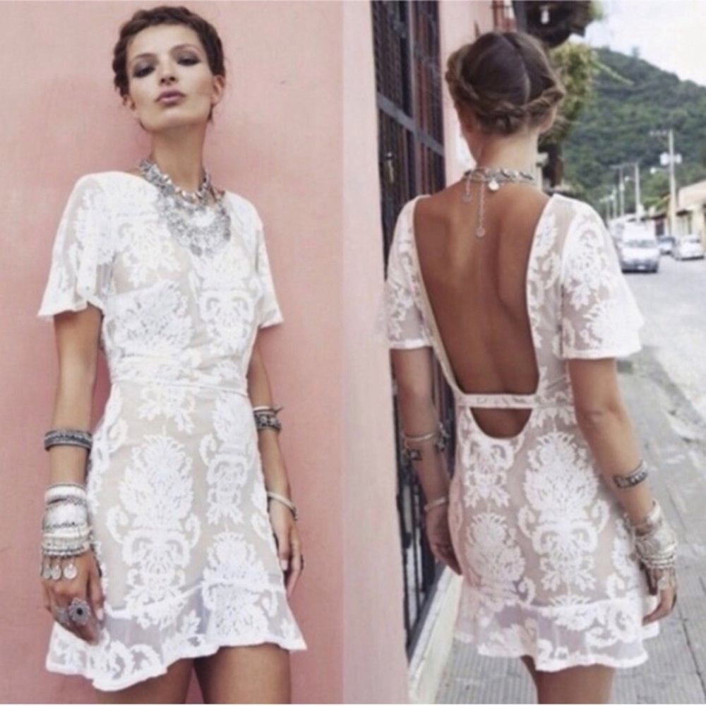 For Love And Lemons White Lace Overlay Dress - Picture 1 of 7